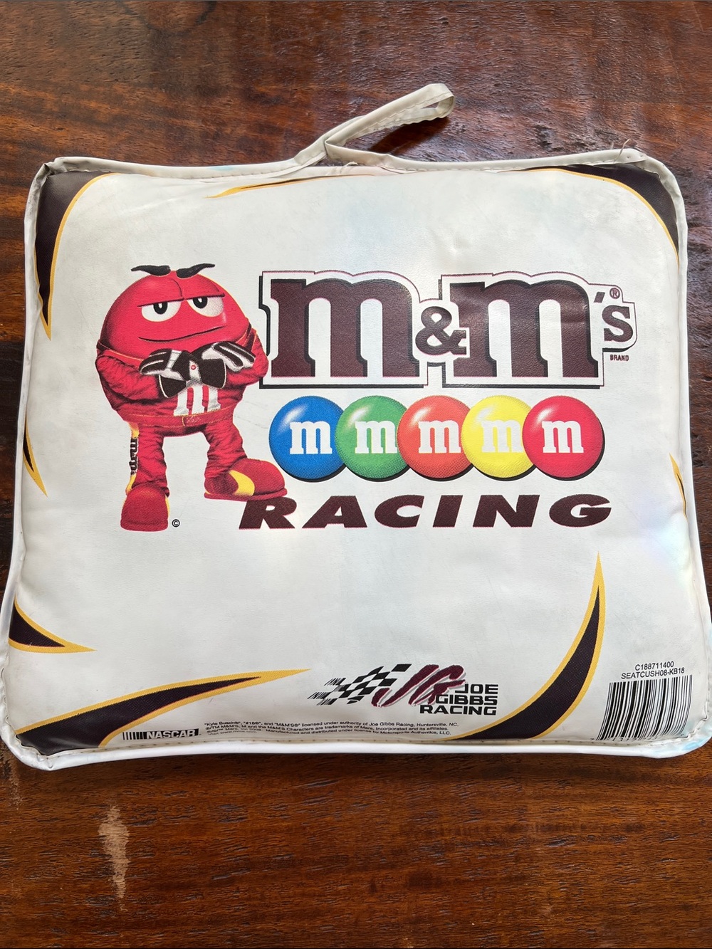 M&M Racing NASCAR Vintage "Joe Gibbs" & "Red M&M" Padded Stadium Seat Cushion